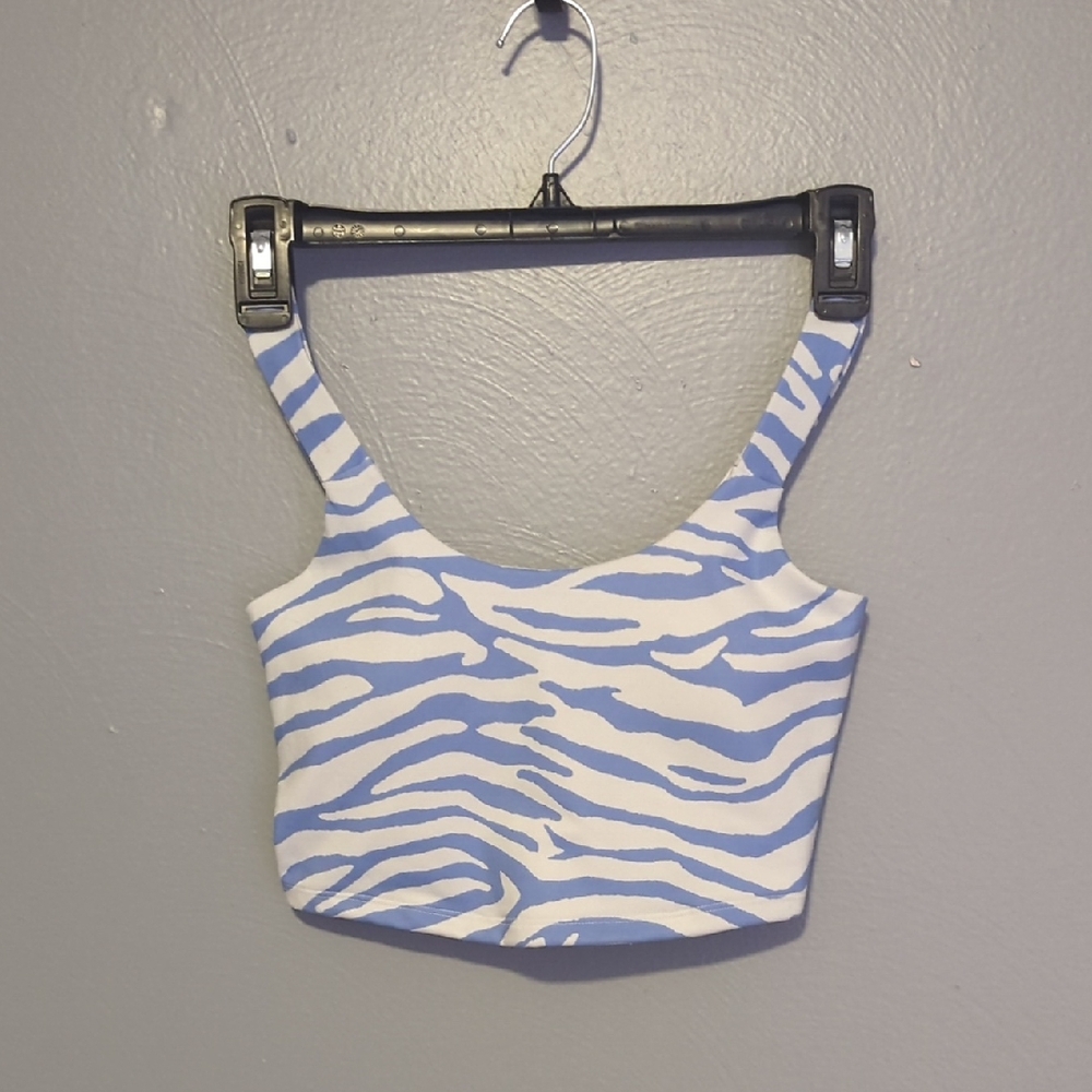Gottex Tiger Print Strappy Fashion Bikini Top In Periwinkle Or Purple Tone XS